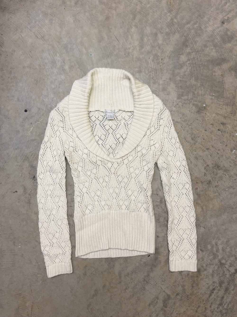 Charlotte Russe Y2K Cream Cable Knit Cowl Neck Sweater